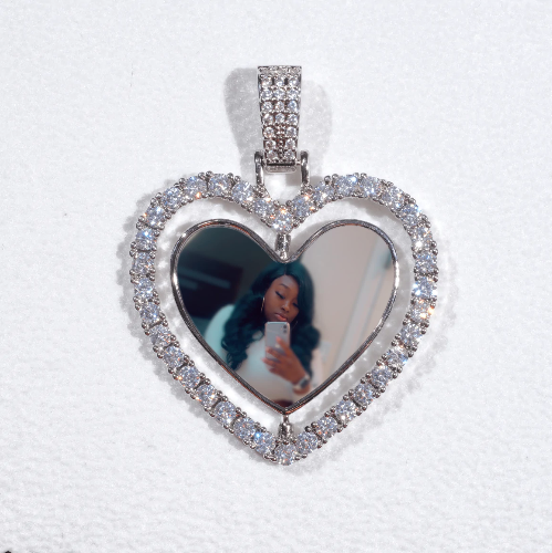 3D Spinning 2-Faced Heart Custom Picture Pendant