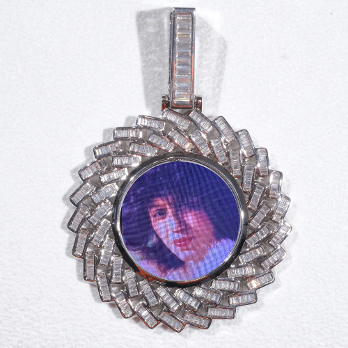 Large 3D Baguette Custom Picture Pendant