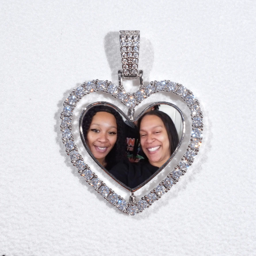 3D Spinning 2-Faced Heart Custom Picture Pendant