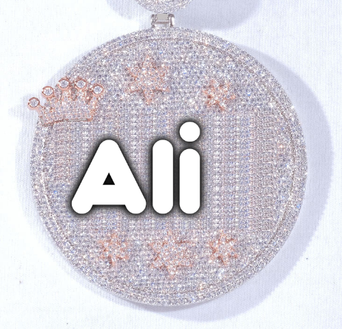 CUSTOM LETTER NECKLACE 3D BIG CROWN DISC