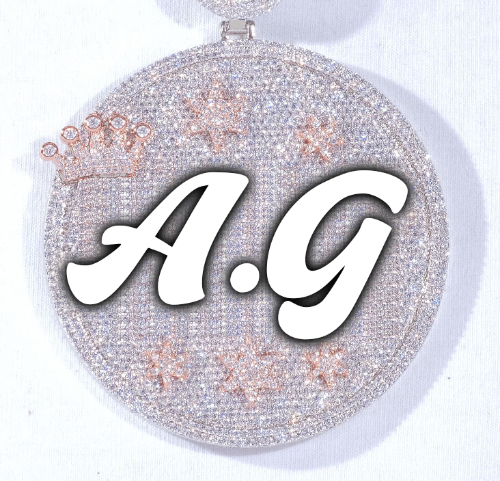 CUSTOM LETTER NECKLACE 3D BIG CROWN DISC