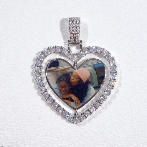 3D Spinning 2-Faced Heart Custom Picture Pendant