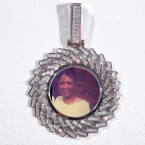 Large 3D Baguette Custom Picture Pendant