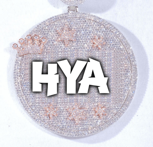 CUSTOM LETTER NECKLACE 3D BIG CROWN DISC