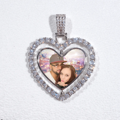 3D Spinning 2-Faced Heart Custom Picture Pendant