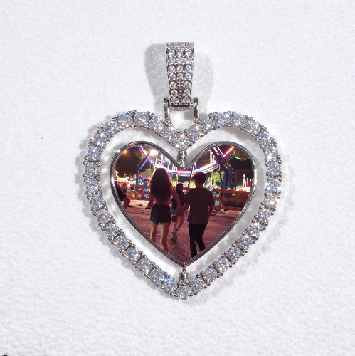 3D Spinning 2-Faced Heart Custom Picture Pendant