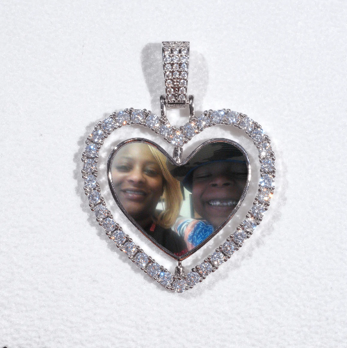 3D Spinning 2-Faced Heart Custom Picture Pendant