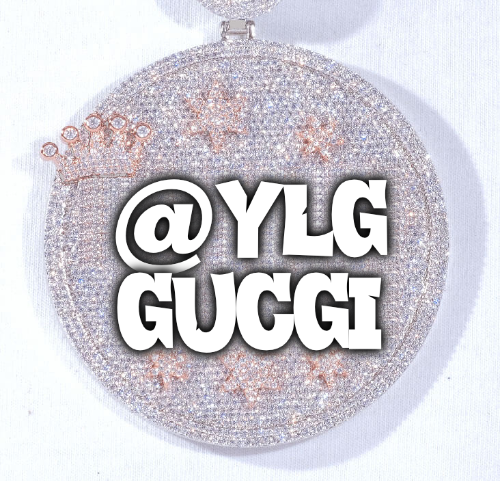 CUSTOM LETTER NECKLACE 3D BIG CROWN DISC