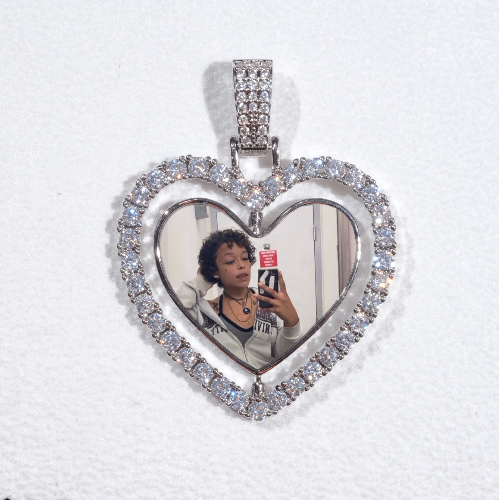 3D Spinning 2-Faced Heart Custom Picture Pendant