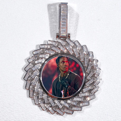 Large 3D Baguette Custom Picture Pendant