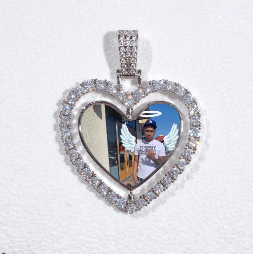 3D Spinning 2-Faced Heart Custom Picture Pendant