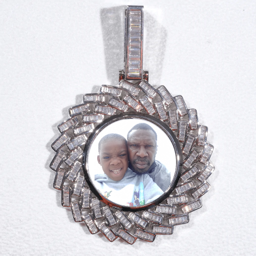 Large 3D Baguette Custom Picture Pendant