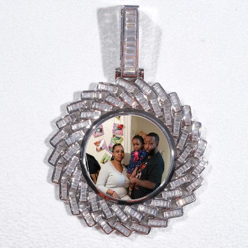 Large 3D Baguette Custom Picture Pendant
