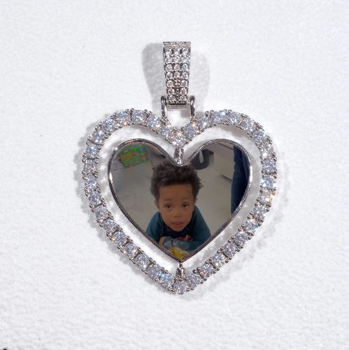 3D Spinning 2-Faced Heart Custom Picture Pendant