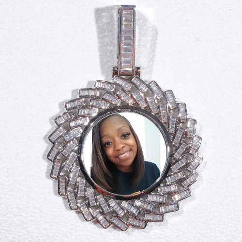 Large 3D Baguette Custom Picture Pendant