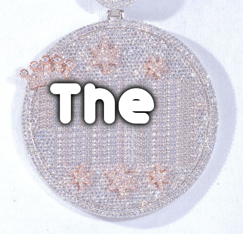 CUSTOM LETTER NECKLACE 3D BIG CROWN DISC