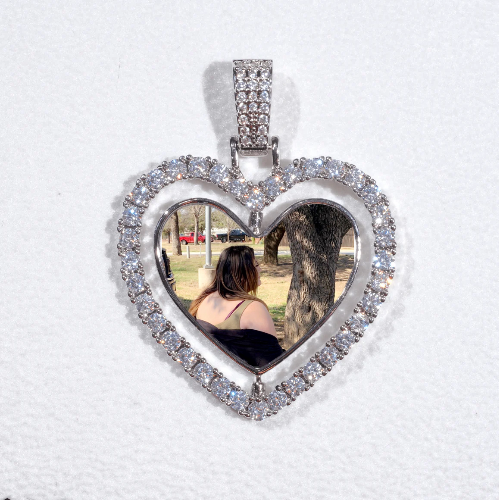 3D Spinning 2-Faced Heart Custom Picture Pendant