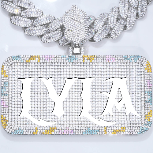 CUSTOM LETTER NECKLACE 3D COLORFUL SQUARE