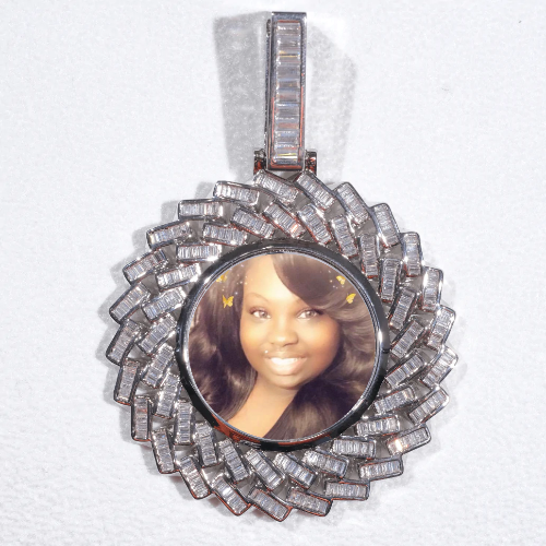 Large 3D Baguette Custom Picture Pendant