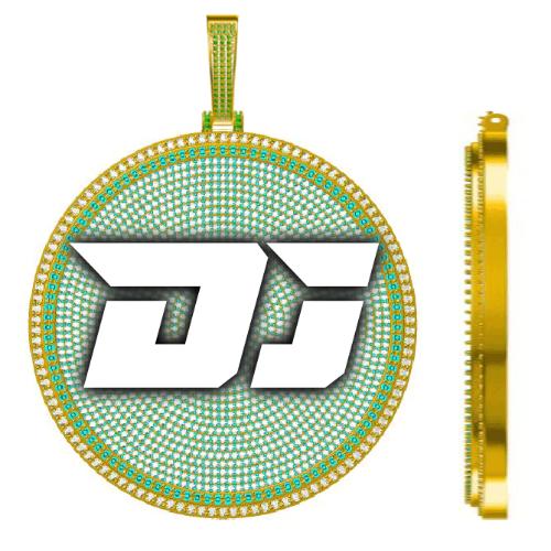 CUSTOM LETTER NECKLACE 3D BIG DISC