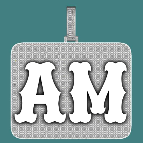 CUSTOM LETTER NECKLACE 3D BIG SQUARE