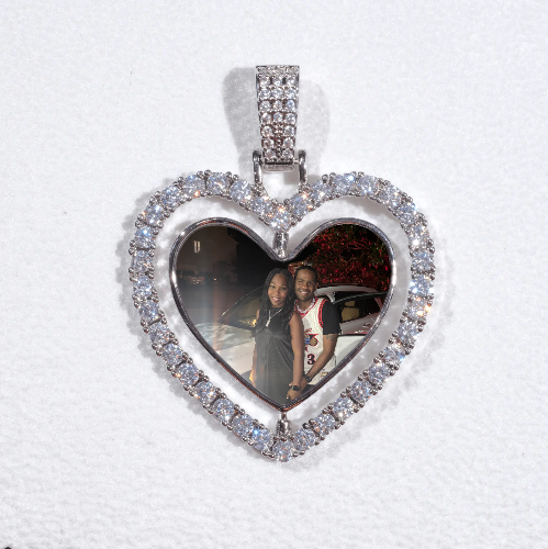 3D Spinning 2-Faced Heart Custom Picture Pendant