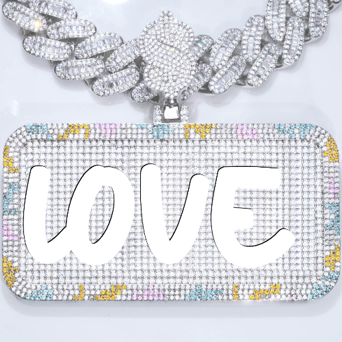 CUSTOM LETTER NECKLACE 3D COLORFUL SQUARE