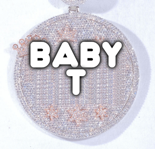 CUSTOM LETTER NECKLACE 3D BIG CROWN DISC