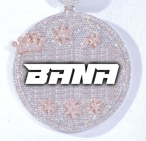 CUSTOM LETTER NECKLACE 3D BIG CROWN DISC