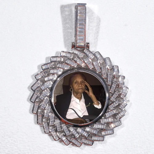 Large 3D Baguette Custom Picture Pendant