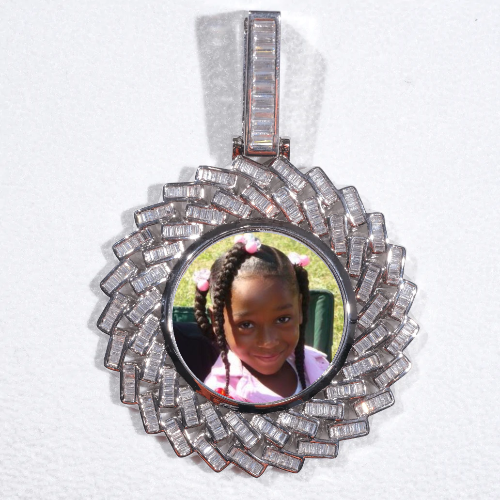 Large 3D Baguette Custom Picture Pendant