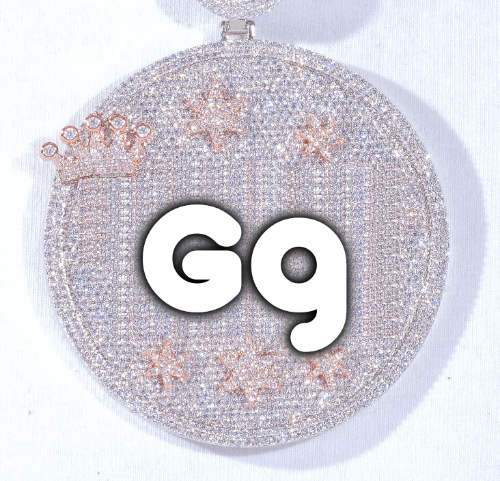 CUSTOM LETTER NECKLACE 3D BIG CROWN DISC