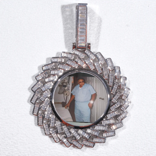 Large 3D Baguette Custom Picture Pendant