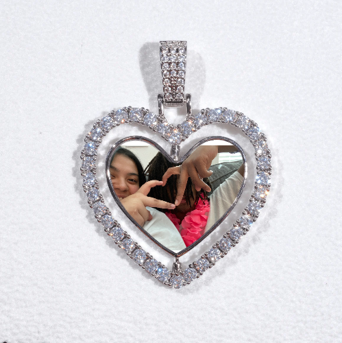 3D Spinning 2-Faced Heart Custom Picture Pendant