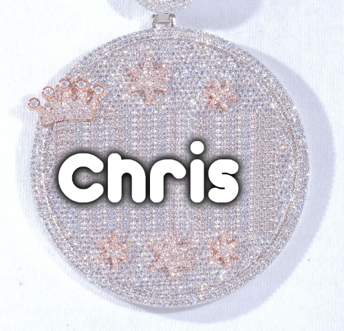 CUSTOM LETTER NECKLACE 3D BIG CROWN DISC
