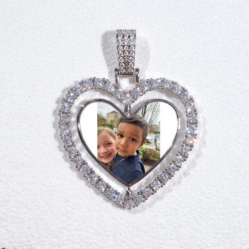 3D Spinning 2-Faced Heart Custom Picture Pendant