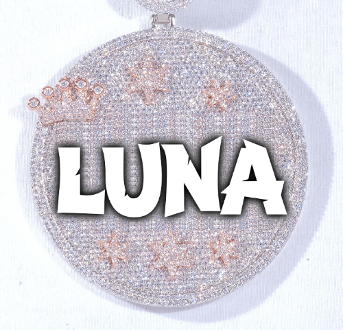 CUSTOM LETTER NECKLACE 3D BIG CROWN DISC