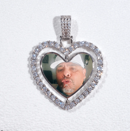 3D Spinning 2-Faced Heart Custom Picture Pendant