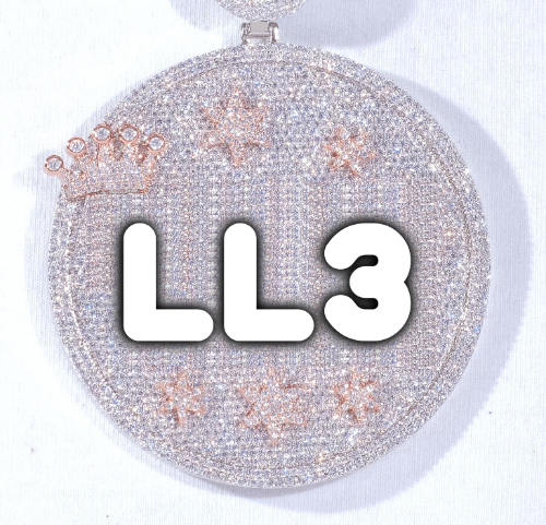 CUSTOM LETTER NECKLACE 3D BIG CROWN DISC