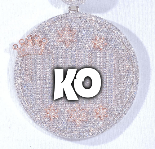 CUSTOM LETTER NECKLACE 3D BIG CROWN DISC