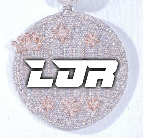 CUSTOM LETTER NECKLACE 3D BIG CROWN DISC