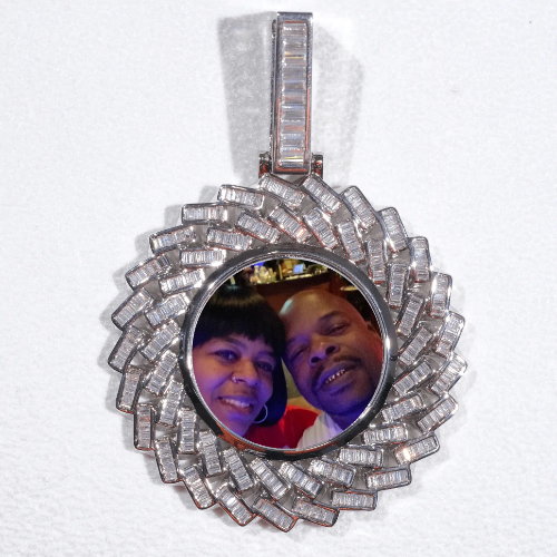 Large 3D Baguette Custom Picture Pendant
