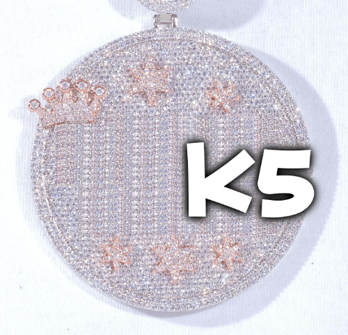 CUSTOM LETTER NECKLACE 3D BIG CROWN DISC