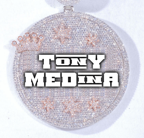 CUSTOM LETTER NECKLACE 3D BIG CROWN DISC