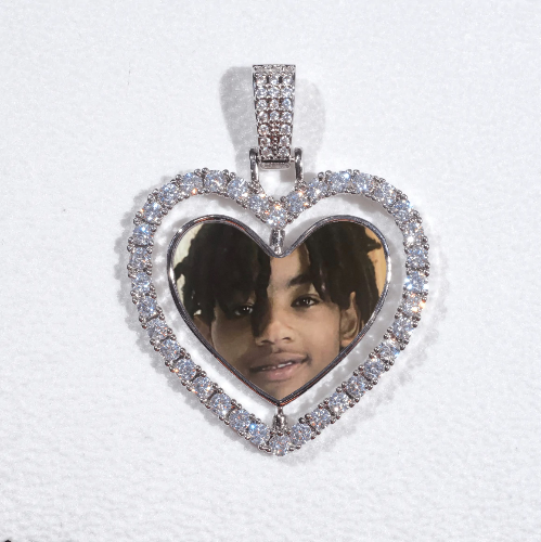 3D Spinning 2-Faced Heart Custom Picture Pendant