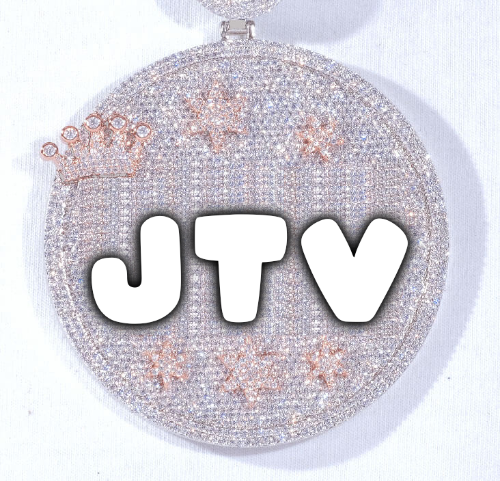 CUSTOM LETTER NECKLACE 3D BIG CROWN DISC
