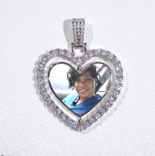 3D Spinning 2-Faced Heart Custom Picture Pendant