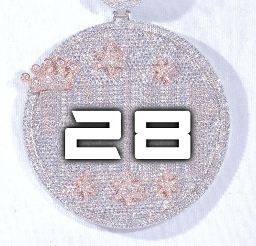 CUSTOM LETTER NECKLACE 3D BIG CROWN DISC
