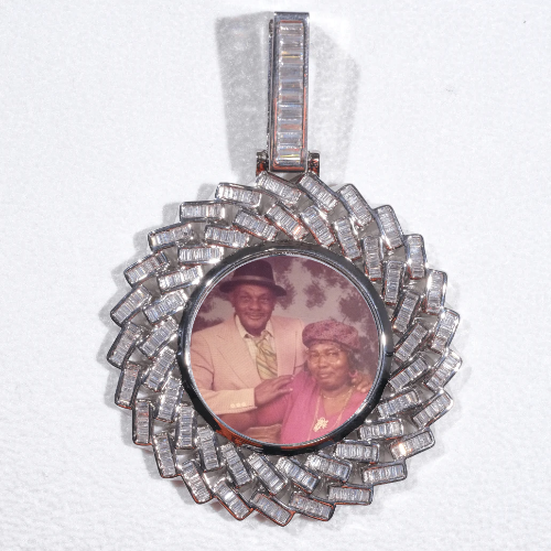 Large 3D Baguette Custom Picture Pendant