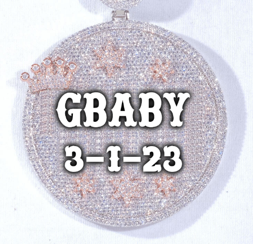 CUSTOM LETTER NECKLACE 3D BIG CROWN DISC